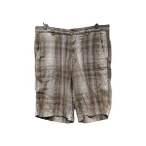 Tommy Bahama Mens Linen Silk Casual Plaid Shorts Size 32 Brown Tan Golf Bermuda